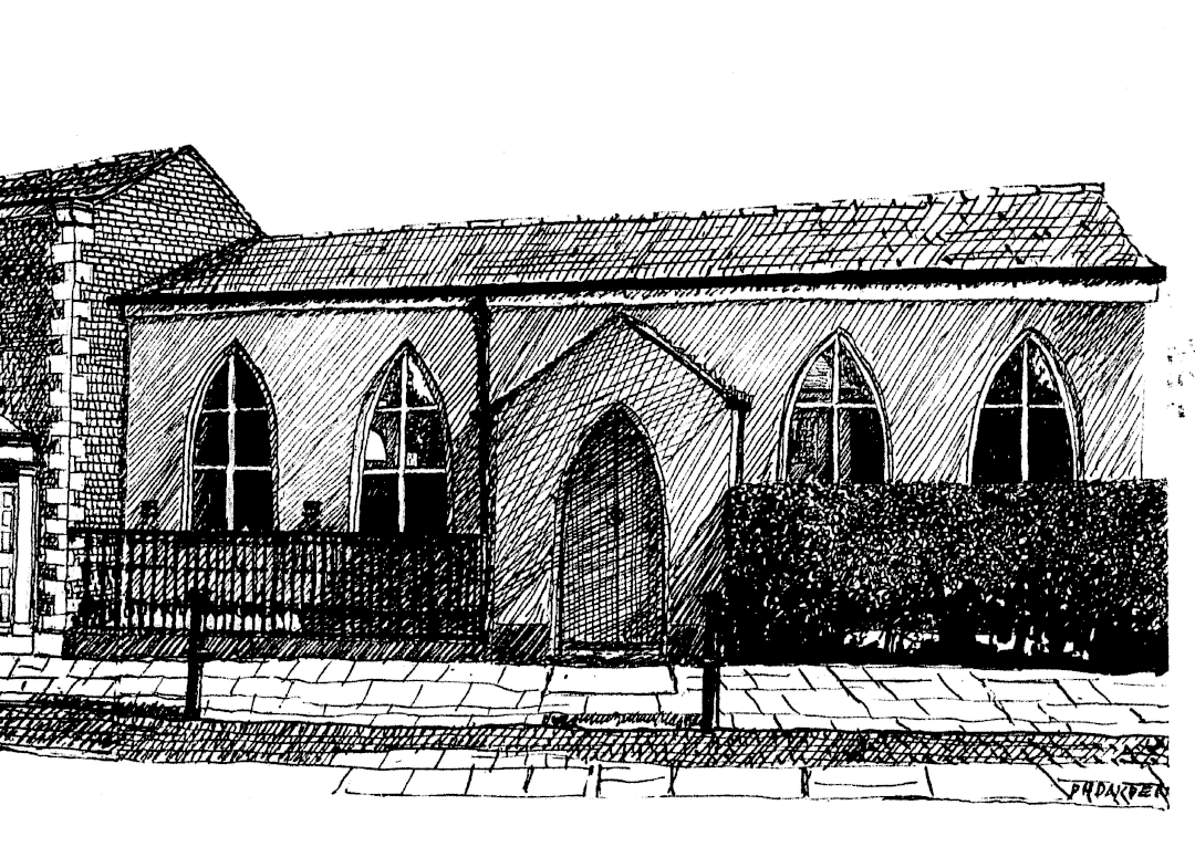 Drawing of Chapel Hall by Denis Oakden
